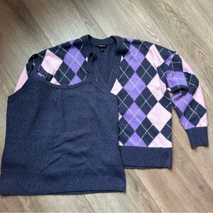 Women’s Torrid Argyle Sweater Set - Navy and Purple